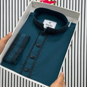 Premium Deep Teal Blue Panjabi for Men in Bangladesh